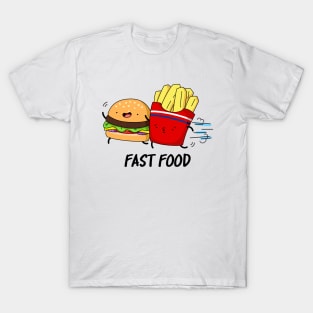 Fast Food Cute Burger Fries - puns are life T-Shirt